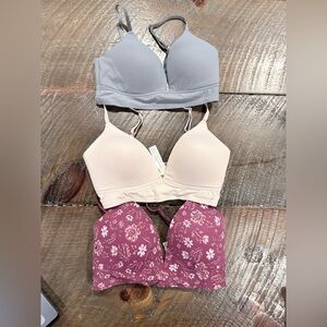 Lucky Brand Trio: Gray, Cream, and Pink Bras